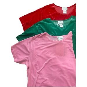 Quacker Factory Velvet Womens 3X T Shirts Rhinestones Bling Valentines St. Paddy